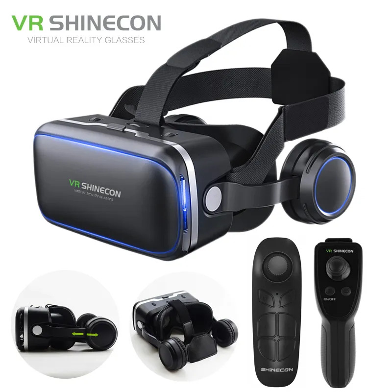 Vr Headset Pc - Vr shinecon-iOSおよびAndroid用のリモートコントロールヘッドセット,仮想リアリティ,ステレオヘッドフォン,6.0