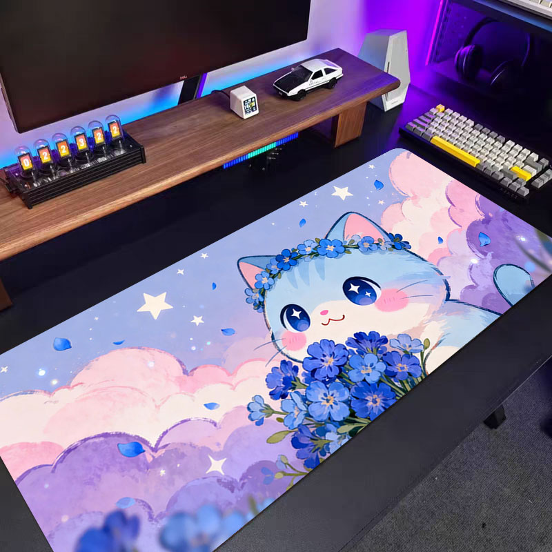 ピンクパープルの雲猫マウスパッド、レトロで可愛いアニメゲーミ - Pc Gaming Pink のレビューと価格